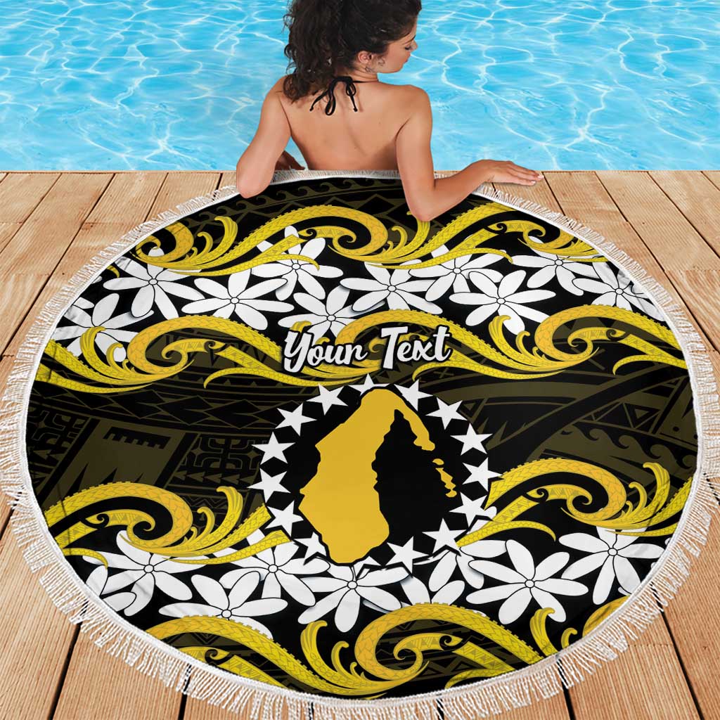 Personalised Cook Islands Aitutaki Beach Blanket Tiare Maori Polynesian Waves Tattoo LT14 - Polynesian Pride