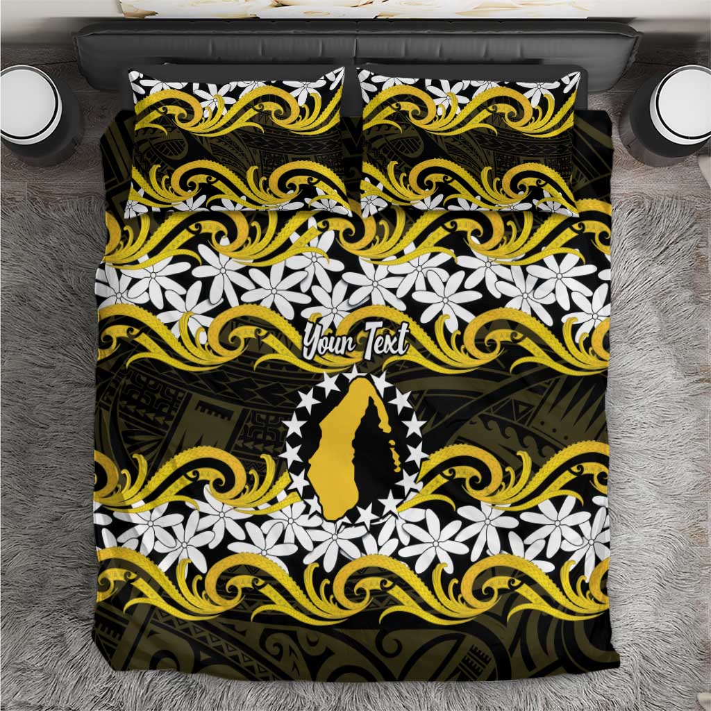 Personalised Cook Islands Aitutaki Bedding Set Tiare Maori Polynesian Waves Tattoo