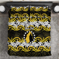 Personalised Cook Islands Aitutaki Bedding Set Tiare Maori Polynesian Waves Tattoo LT14 Yellow - Polynesian Pride