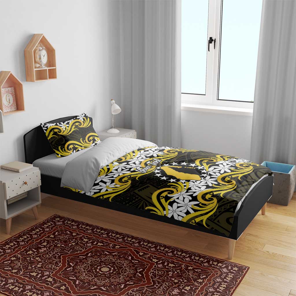 Personalised Cook Islands Aitutaki Bedding Set Tiare Maori Polynesian Waves Tattoo LT14 - Polynesian Pride