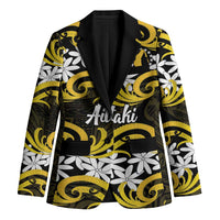 Personalised Cook Islands Aitutaki Blazer Tiare Maori Polynesian Waves Tattoo LT14 Unisex Yellow - Polynesian Pride