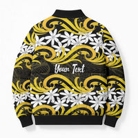 Personalised Cook Islands Aitutaki Bomber Puffer Jacket Tiare Maori Polynesian Waves Tattoo LT14 - Polynesian Pride