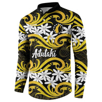 Personalised Cook Islands Aitutaki Button Sweatshirt Tiare Maori Polynesian Waves Tattoo LT14 - Polynesian Pride