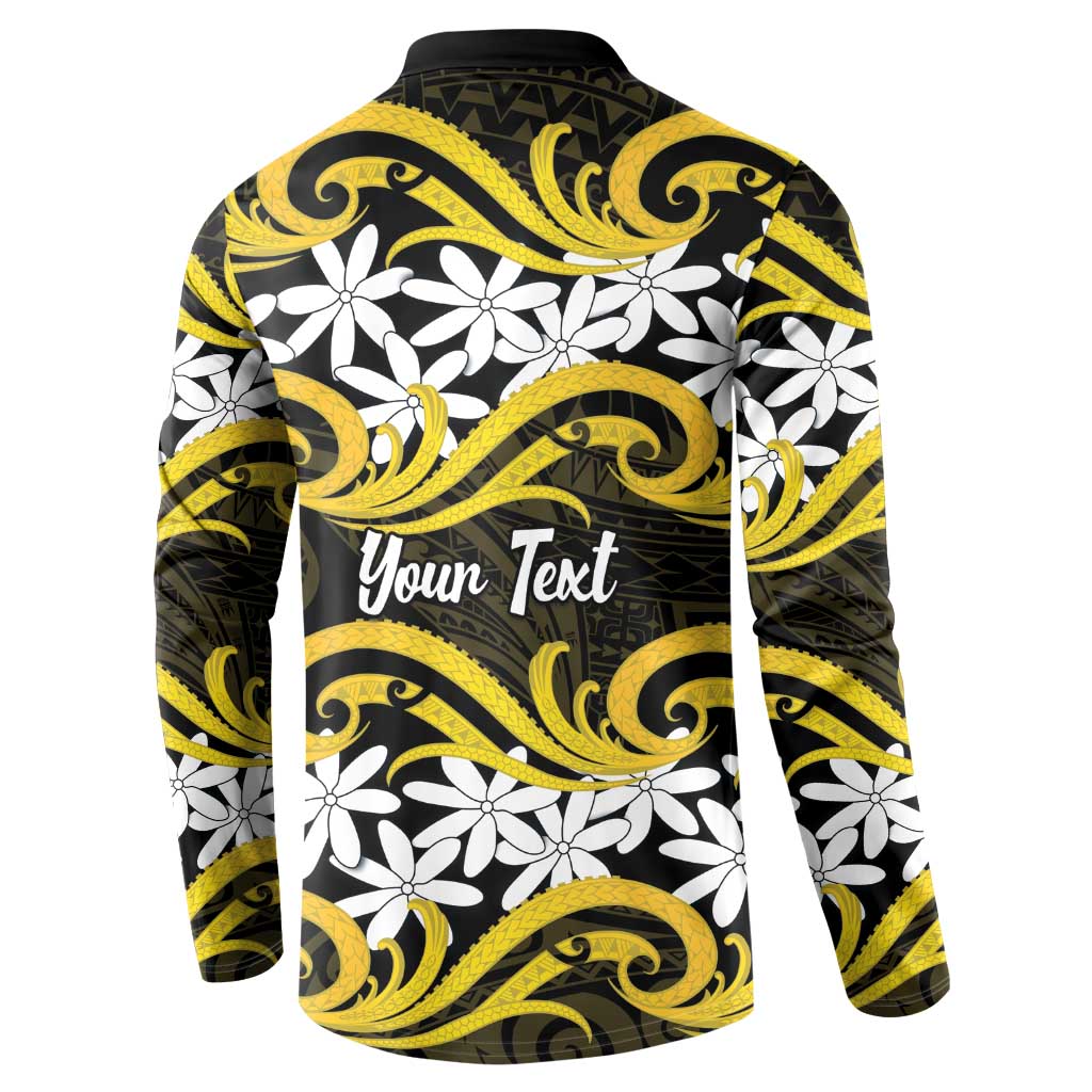 Personalised Cook Islands Aitutaki Button Sweatshirt Tiare Maori Polynesian Waves Tattoo LT14 - Polynesian Pride