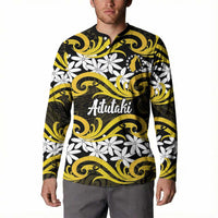 Personalised Cook Islands Aitutaki Button Sweatshirt Tiare Maori Polynesian Waves Tattoo LT14 - Polynesian Pride