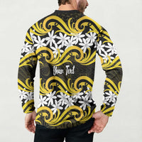 Personalised Cook Islands Aitutaki Button Sweatshirt Tiare Maori Polynesian Waves Tattoo LT14 - Polynesian Pride
