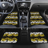 Personalised Cook Islands Aitutaki Car Mats Tiare Maori Polynesian Waves Tattoo LT14 Set 4pcs Yellow - Polynesian Pride