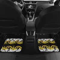 Personalised Cook Islands Aitutaki Car Mats Tiare Maori Polynesian Waves Tattoo LT14 Set 2pcs - Back Yellow - Polynesian Pride