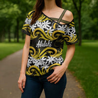 Personalised Cook Islands Aitutaki Cross Shoulder Shirt Tiare Maori Polynesian Waves Tattoo LT14 - Polynesian Pride