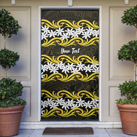 Personalised Cook Islands Aitutaki Door Cover Tiare Maori Polynesian Waves Tattoo LT14 Yellow - Polynesian Pride
