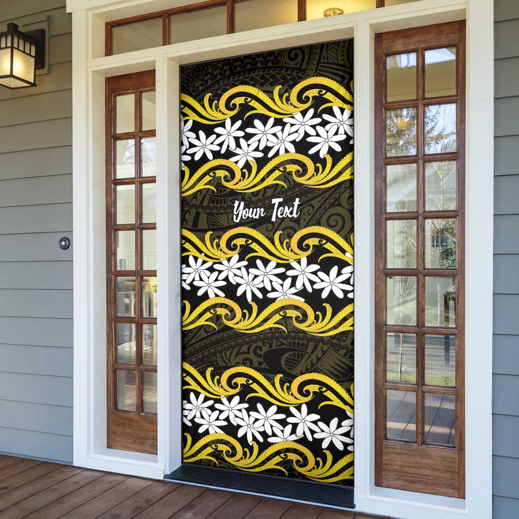 Personalised Cook Islands Aitutaki Door Cover Tiare Maori Polynesian Waves Tattoo LT14 - Polynesian Pride