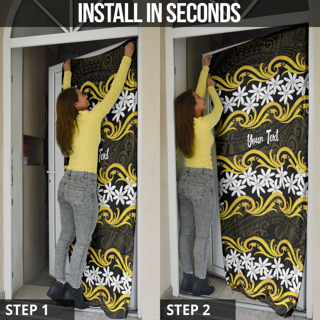 Personalised Cook Islands Aitutaki Door Cover Tiare Maori Polynesian Waves Tattoo LT14 - Polynesian Pride