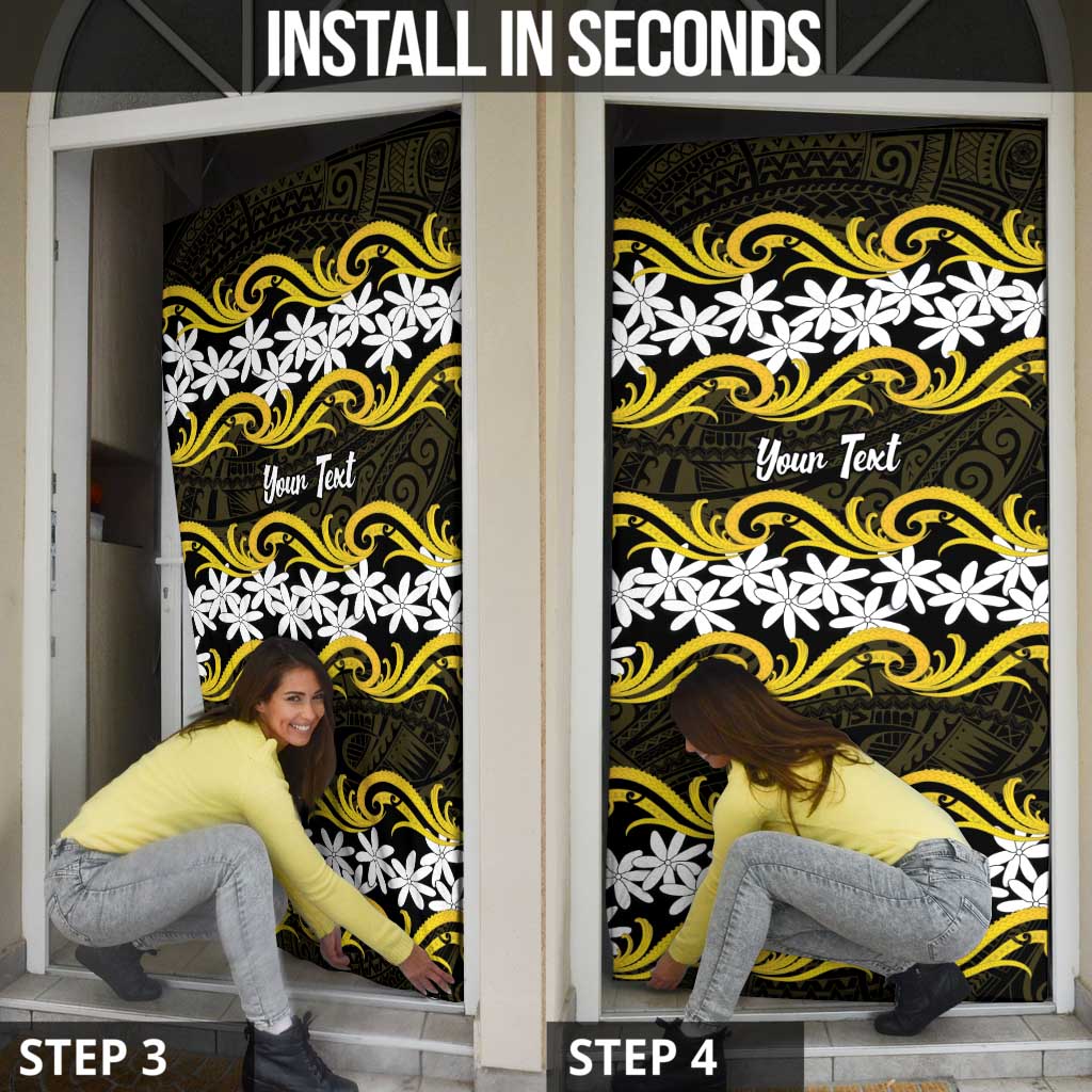 Personalised Cook Islands Aitutaki Door Cover Tiare Maori Polynesian Waves Tattoo LT14 - Polynesian Pride