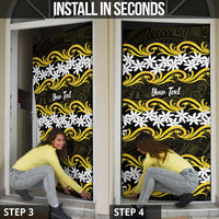 Personalised Cook Islands Aitutaki Door Cover Tiare Maori Polynesian Waves Tattoo LT14 - Polynesian Pride