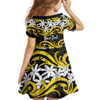 Personalised Cook Islands Aitutaki Family Matching Mermaid Dress and Hawaiian Shirt Tiare Maori Polynesian Waves Tattoo