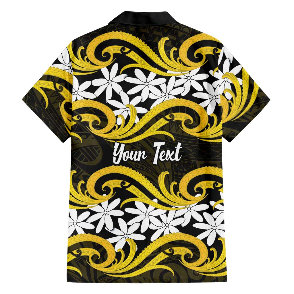 Personalised Cook Islands Aitutaki Family Matching Off Shoulder Maxi Dress and Hawaiian Shirt Tiare Maori Polynesian Waves Tattoo
