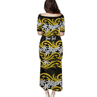 Personalised Cook Islands Aitutaki Family Matching Puletasi and Hawaiian Shirt Tiare Maori Polynesian Waves Tattoo
