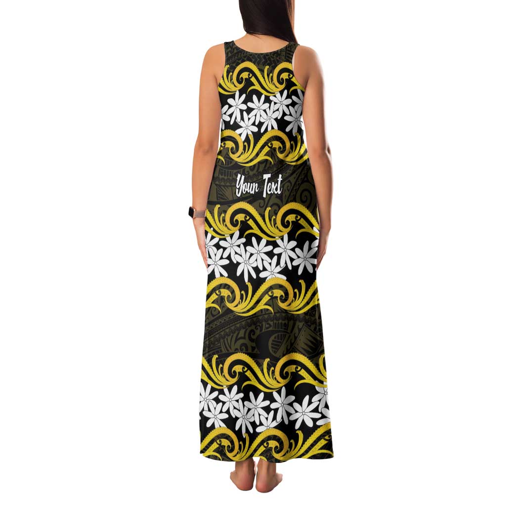 Personalised Cook Islands Aitutaki Family Matching Tank Maxi Dress and Hawaiian Shirt Tiare Maori Polynesian Waves Tattoo