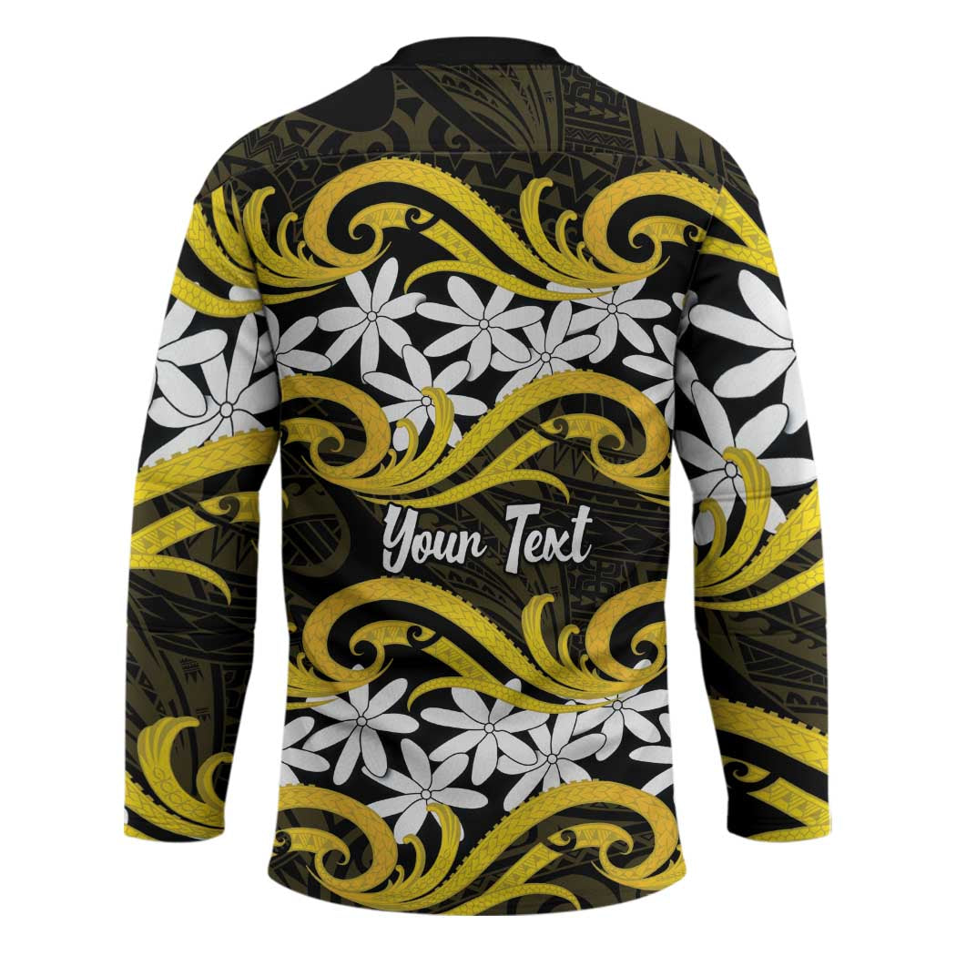 Personalised Cook Islands Aitutaki Hockey Jersey Tiare Maori Polynesian Waves Tattoo LT14 - Polynesian Pride