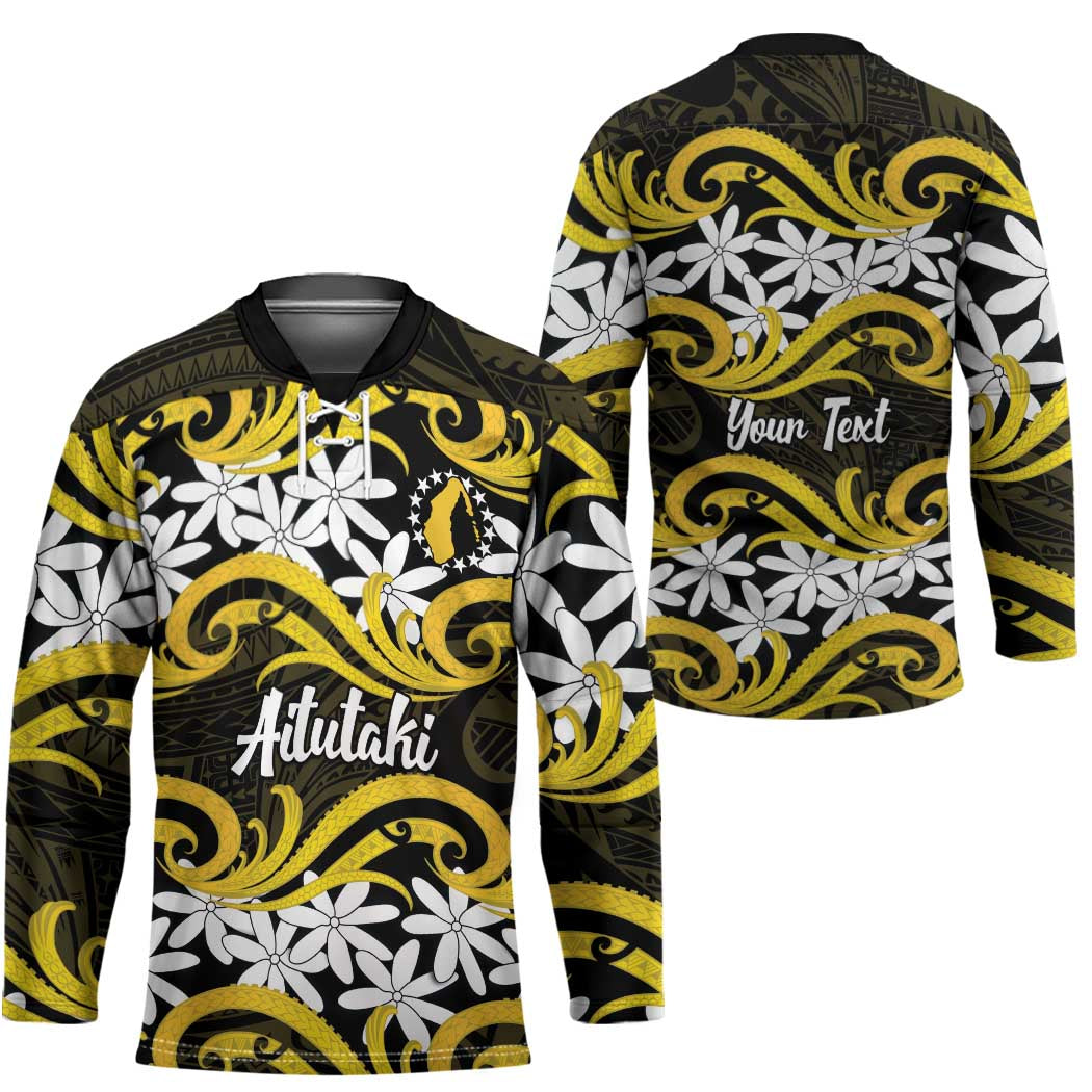 Personalised Cook Islands Aitutaki Hockey Jersey Tiare Maori Polynesian Waves Tattoo LT14 - Polynesian Pride