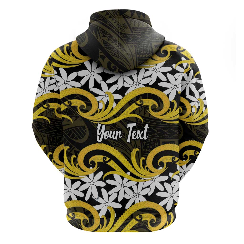 Personalised Cook Islands Aitutaki Hoodie Tiare Maori Polynesian Waves Tattoo LT14 - Polynesian Pride
