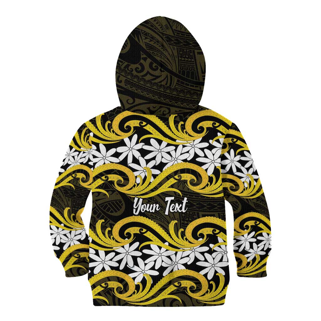 Personalised Cook Islands Aitutaki Kid Hoodie Tiare Maori Polynesian Waves Tattoo LT14 - Polynesian Pride