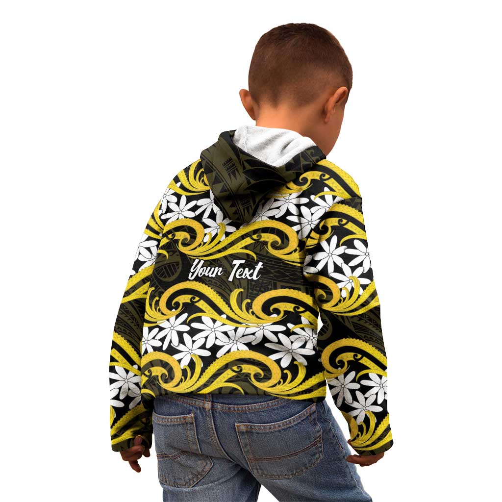 Personalised Cook Islands Aitutaki Kid Hoodie Tiare Maori Polynesian Waves Tattoo LT14 - Polynesian Pride