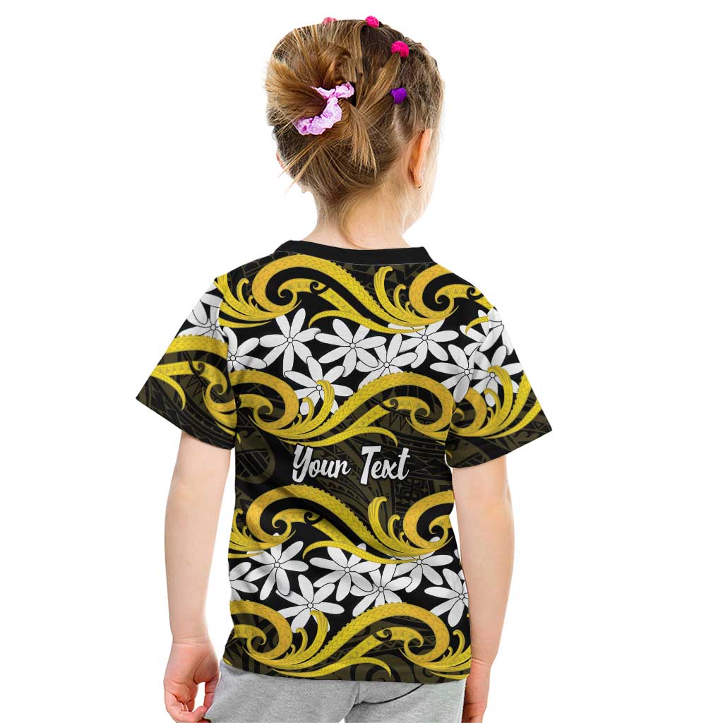 Personalised Cook Islands Aitutaki Kid T Shirt Tiare Maori Polynesian Waves Tattoo LT14 - Polynesian Pride