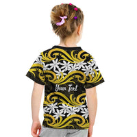 Personalised Cook Islands Aitutaki Kid T Shirt Tiare Maori Polynesian Waves Tattoo LT14 - Polynesian Pride