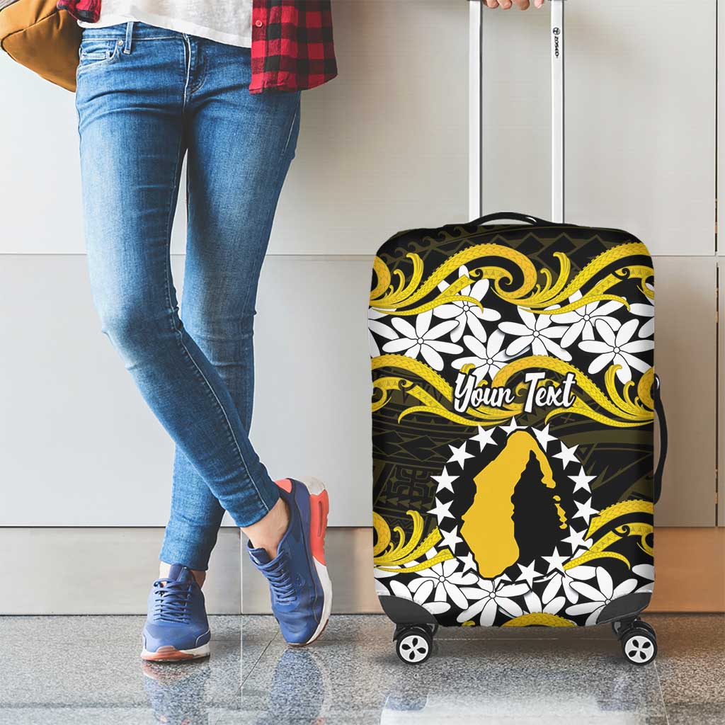 Personalised Cook Islands Aitutaki Luggage Cover Tiare Maori Polynesian Waves Tattoo LT14 - Polynesian Pride