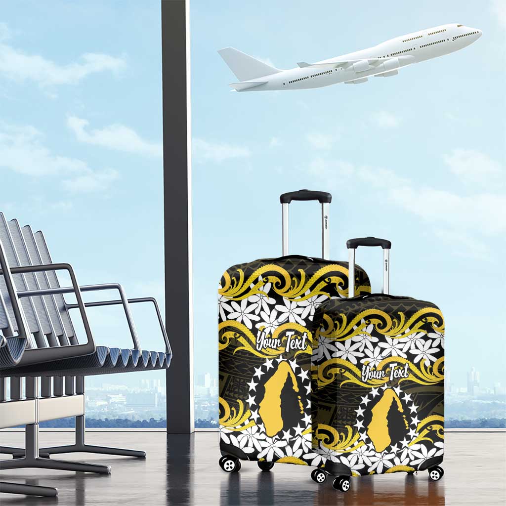 Personalised Cook Islands Aitutaki Luggage Cover Tiare Maori Polynesian Waves Tattoo LT14 - Polynesian Pride