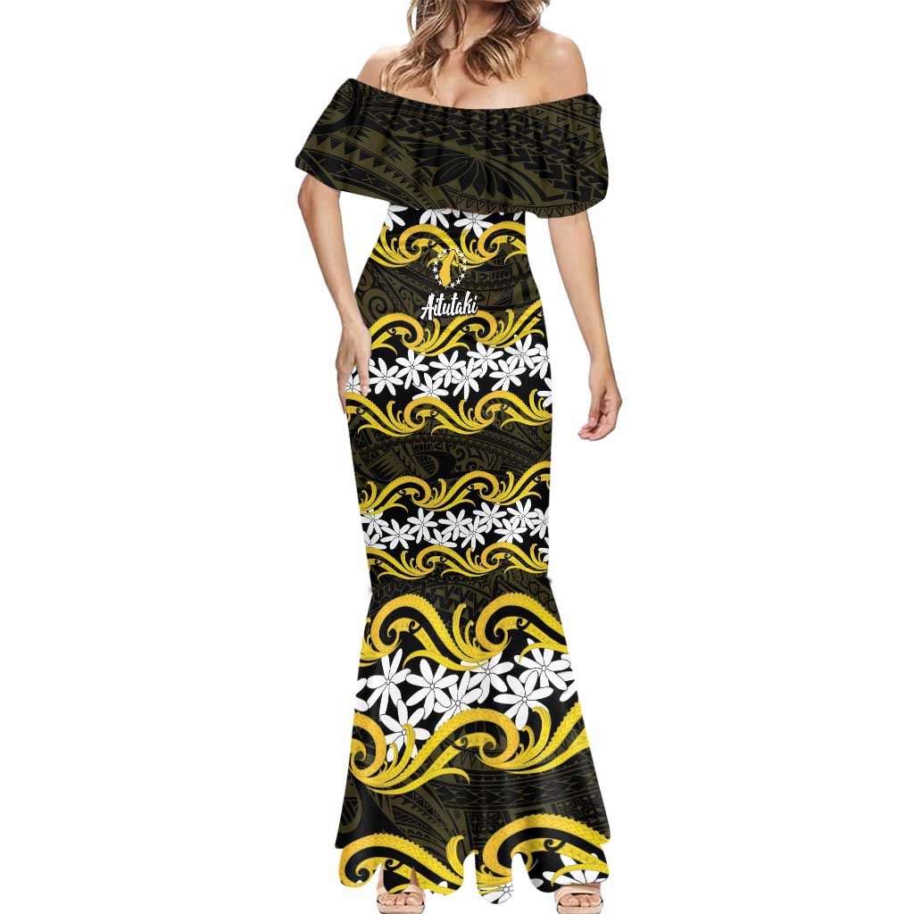Personalised Cook Islands Aitutaki Mermaid Dress Tiare Maori Polynesian Waves Tattoo LT14 - Polynesian Pride