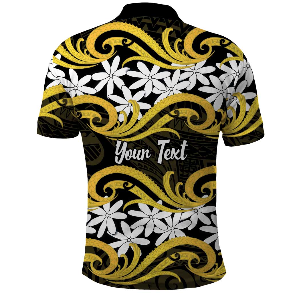 Personalised Cook Islands Aitutaki Polo Shirt Tiare Maori Polynesian Waves Tattoo LT14 - Polynesian Pride