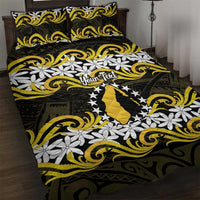 Personalised Cook Islands Aitutaki Quilt Bed Set Tiare Maori Polynesian Waves Tattoo LT14 Yellow - Polynesian Pride