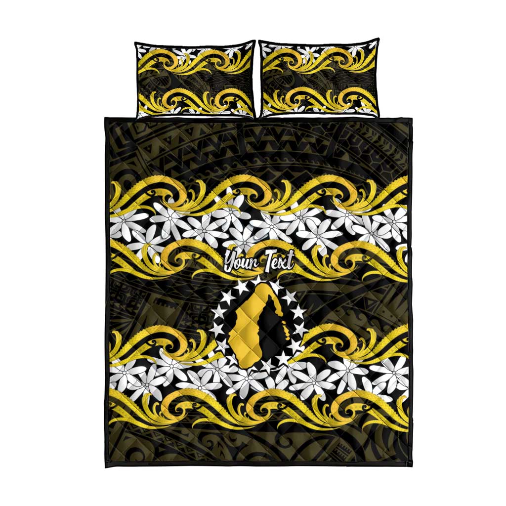 Personalised Cook Islands Aitutaki Quilt Bed Set Tiare Maori Polynesian Waves Tattoo LT14 - Polynesian Pride