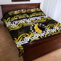 Personalised Cook Islands Aitutaki Quilt Bed Set Tiare Maori Polynesian Waves Tattoo LT14 - Polynesian Pride