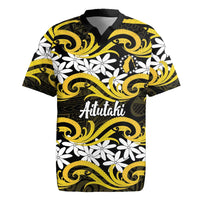 Personalised Cook Islands Aitutaki Rugby Jersey Tiare Maori Polynesian Waves Tattoo