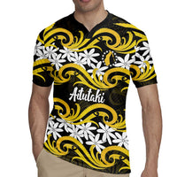 Personalised Cook Islands Aitutaki Rugby Jersey Tiare Maori Polynesian Waves Tattoo