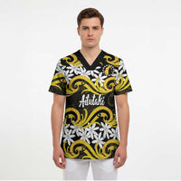 Personalised Cook Islands Aitutaki Scrub Top Tiare Maori Polynesian Waves Tattoo LT14 - Polynesian Pride