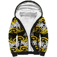 Personalised Cook Islands Aitutaki Sherpa Hoodie Tiare Maori Polynesian Waves Tattoo LT14 Unisex Yellow - Polynesian Pride