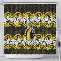 Personalised Cook Islands Aitutaki Shower Curtain Tiare Maori Polynesian Waves Tattoo LT14 - Polynesian Pride