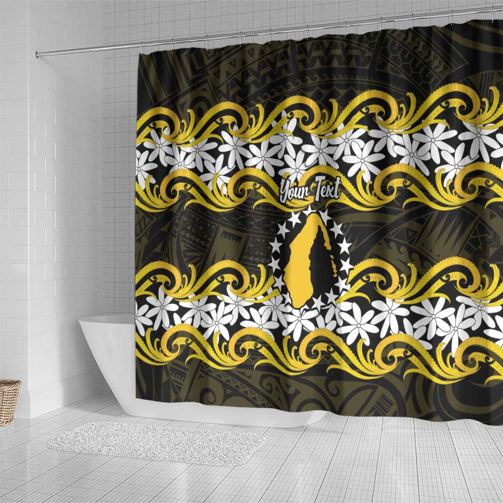 Personalised Cook Islands Aitutaki Shower Curtain Tiare Maori Polynesian Waves Tattoo LT14 - Polynesian Pride