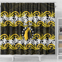 Personalised Cook Islands Aitutaki Shower Curtain Tiare Maori Polynesian Waves Tattoo LT14 - Polynesian Pride