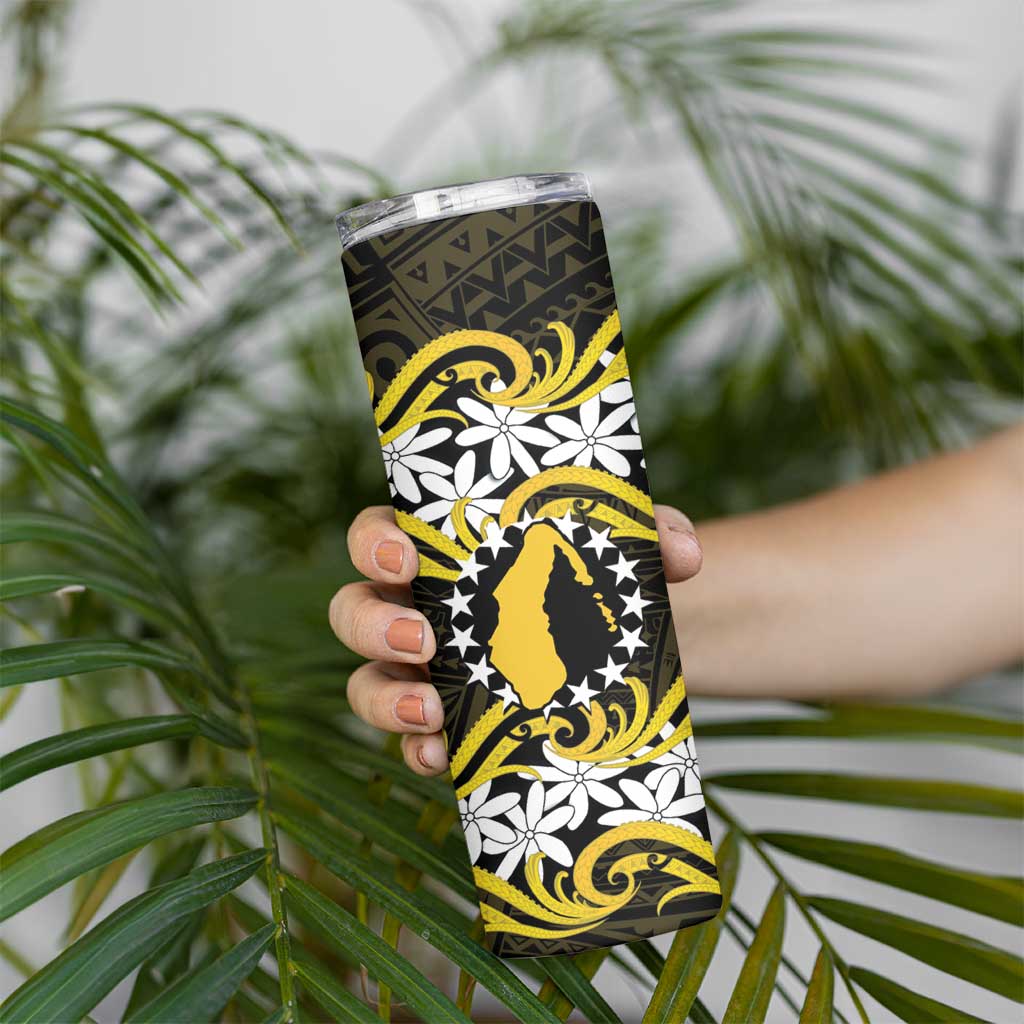 Personalised Cook Islands Aitutaki Skinny Tumbler Tiare Maori Polynesian Waves Tattoo