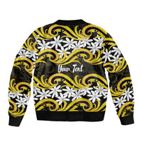 Personalised Cook Islands Aitutaki Sleeve Zip Bomber Jacket Tiare Maori Polynesian Waves Tattoo LT14 - Polynesian Pride