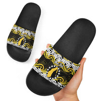 Personalised Cook Islands Aitutaki Slide Sandals Tiare Maori Polynesian Waves Tattoo LT14 - Polynesian Pride
