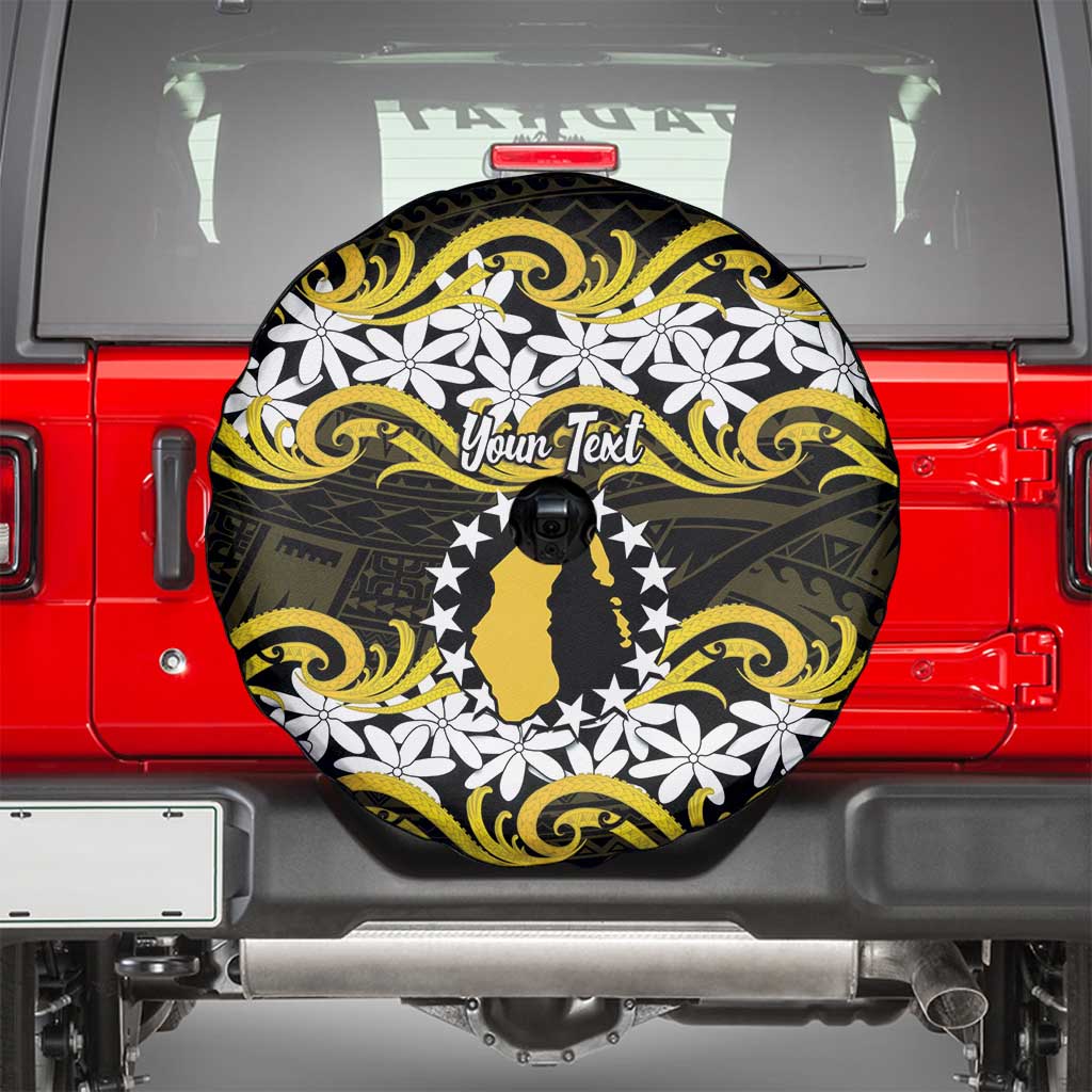 Personalised Cook Islands Aitutaki Spare Tire Cover Tiare Maori Polynesian Waves Tattoo LT14 - Polynesian Pride