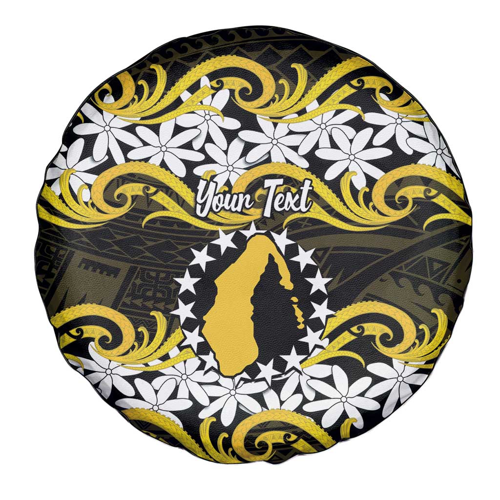 Personalised Cook Islands Aitutaki Spare Tire Cover Tiare Maori Polynesian Waves Tattoo LT14 - Polynesian Pride