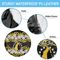 Personalised Cook Islands Aitutaki Spare Tire Cover Tiare Maori Polynesian Waves Tattoo LT14 - Polynesian Pride