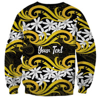 Personalised Cook Islands Aitutaki Sweatshirt Tiare Maori Polynesian Waves Tattoo